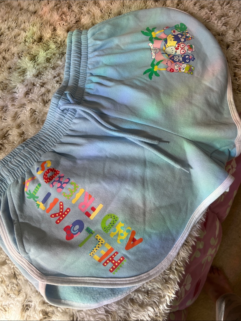 Hello Kitty Light Blue Fleece Lounge Shorts